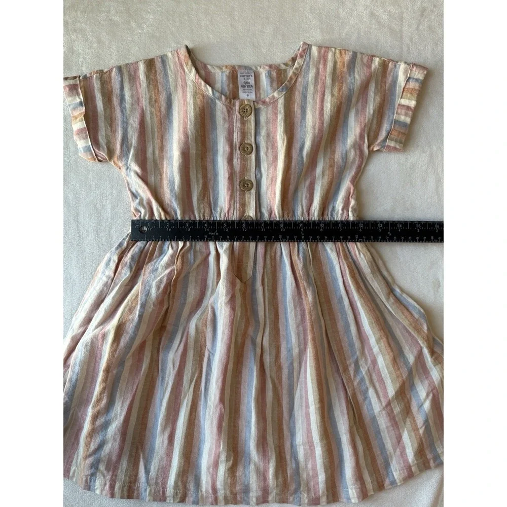 Carter's Striped Linen Dress Size 6 Sundress‎ Knee Length Pullover